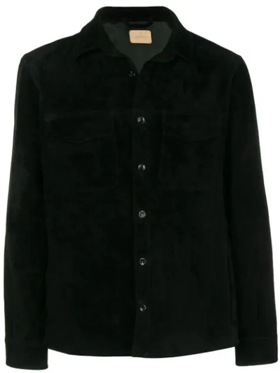 Ajmone Buttoned Suede Jacket In Black
