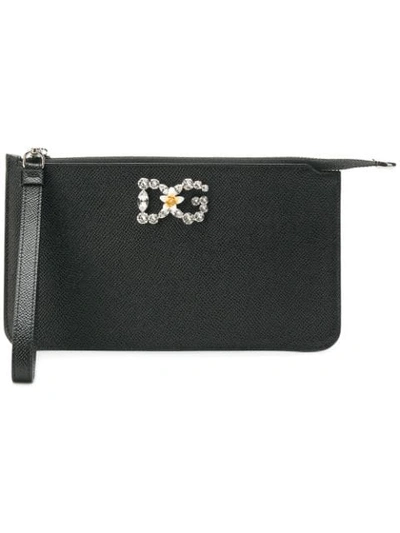 Dolce & Gabbana Embellished Logo Mini Bag In Black