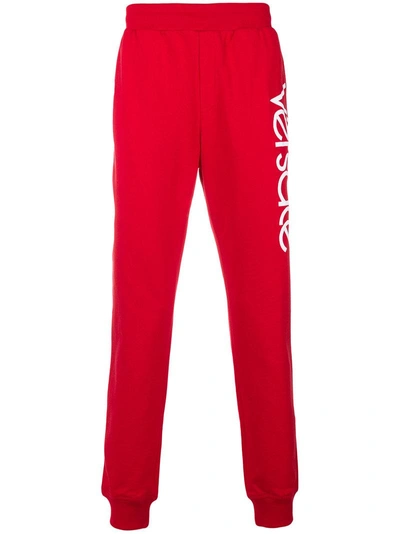 Versace Logo Print Track Pants - Red