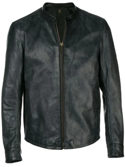 Ajmone Zipped Leather Jacket - Black