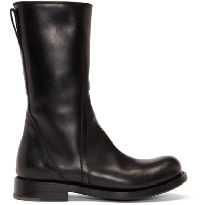 Rick Owens Smooth Ankle Boots In 09 Black