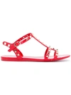 Valentino Garavani Rockstud Sandals In Red