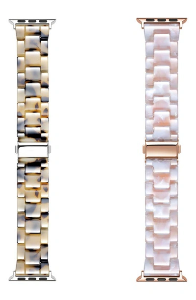 The Posh Tech Set Of 2 Apple Watch Bands In Blush/ Light Natural Tortoise