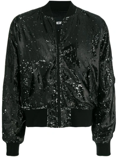 Ktz Limited Edition Sequin Bomber Jacket In Black
