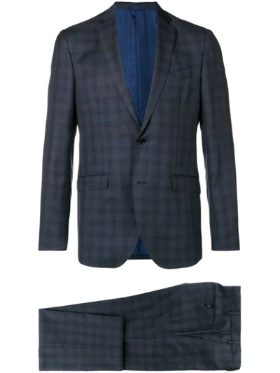 Etro Checked Suit In Blue
