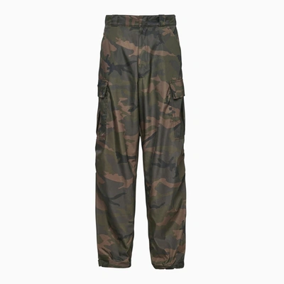 Prada Camouflage Cargo Trousers In Re-nylon In Green