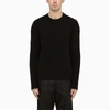 Prada Black Wool Cashmere Crew-neck Sweater With Logo