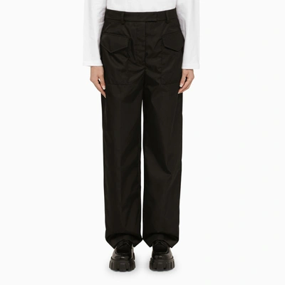 Prada Black Cargo Trousers In Re-nylon In Brown