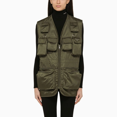 Prada Military Green-coloured Re-nylon Waistcoat