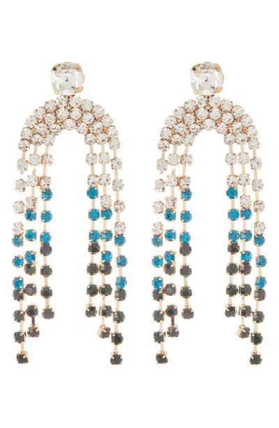 Tasha Crystal Fringe Drop Earrings In Emerald Combo