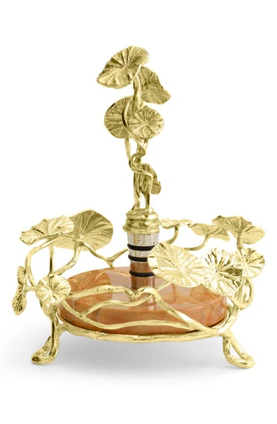 Michael Aram Monet's Garden Wine Coaster & Stopper Set In Gold