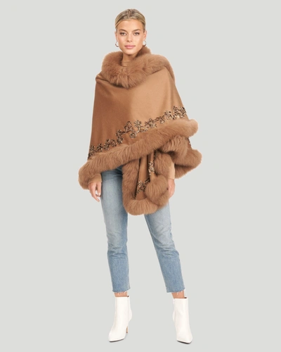 Gorski Embroidered Wool And Cashmere Cape In Brown
