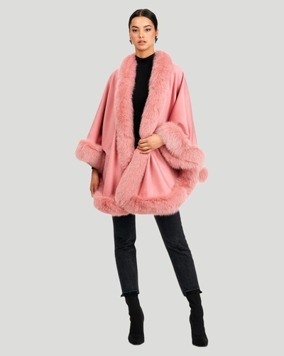 Gorski Cashmere Capelet With Fox Trim In Pink