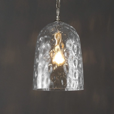 Jonathan Y Matilda 10" 1-light Industrial Designer Iron/dimple Glass Dome Led Pendant, Nickel/clear