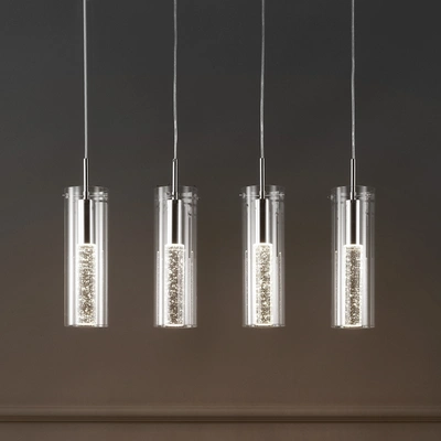 Jonathan Y Mium 29.5" 4-light Modern Style Iron/crystal/glass Integrated Led Linear Pendant, Chrome