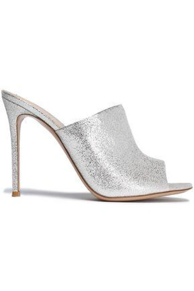 Gianvito Rossi Woman Metallic Leather Mules Silver