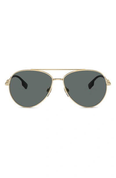 Burberry 58mm Polarized Pilot Sunglasses In Light Gold