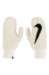 Nike Fuzzy Faux Fur Mittens In Sail/ Black