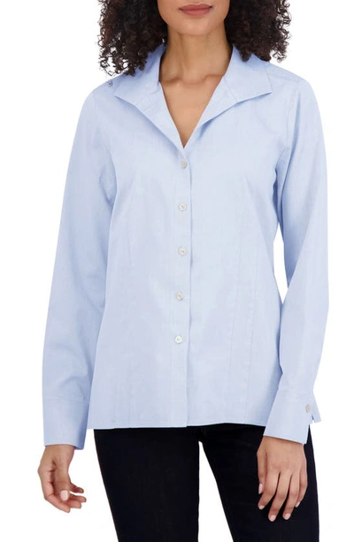 Foxcroft Katie Cotton Button-up Shirt In Blue Wave