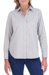 Foxcroft Meghan Solid Cotton Button-up Shirt In Silver