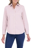 Foxcroft Meghan Solid Cotton Button-up Shirt In Chambray Pink