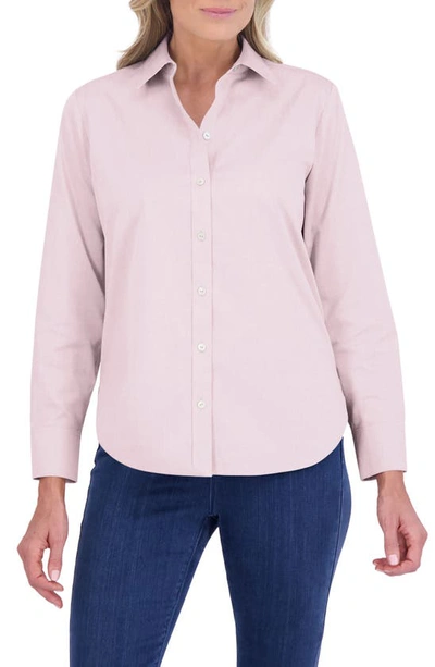 Foxcroft Meghan Solid Cotton Button-up Shirt In Chambray Pink