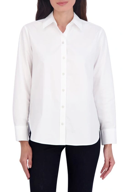 Foxcroft Meghan Solid Cotton Button-up Shirt In White