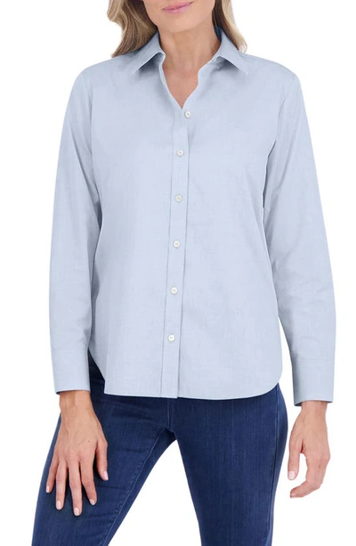 Foxcroft Meghan Solid Cotton Button-up Shirt In Blue Wave