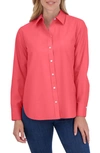 Foxcroft Meghan Solid Cotton Button-up Shirt In Simply Red