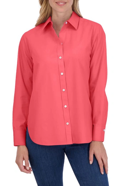 Foxcroft Meghan Solid Cotton Button-up Shirt In Simply Red