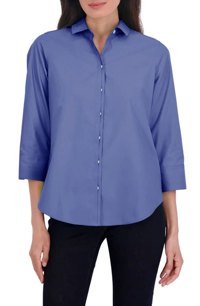 Foxcroft Charlie Cotton Button-up Shirt In Dark Chambray