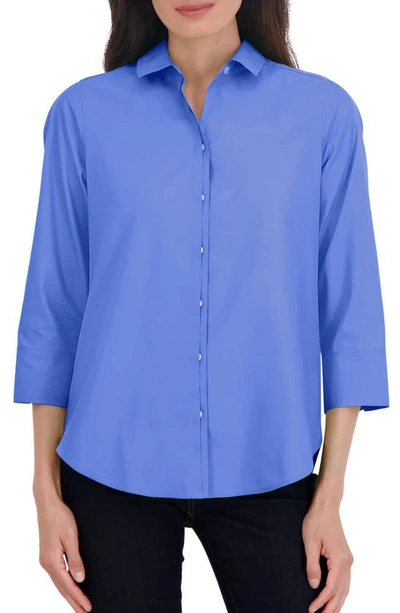 Foxcroft Charlie Cotton Button-up Shirt In Cornflower