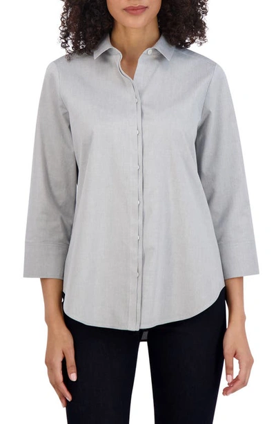 Foxcroft Charlie Cotton Button-up Shirt In Silver