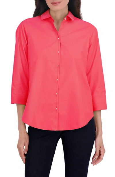 Foxcroft Charlie Cotton Button-up Shirt In Simply Red