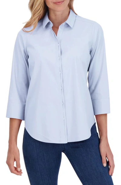 Foxcroft Charlie Cotton Button-up Shirt In Blue Wave