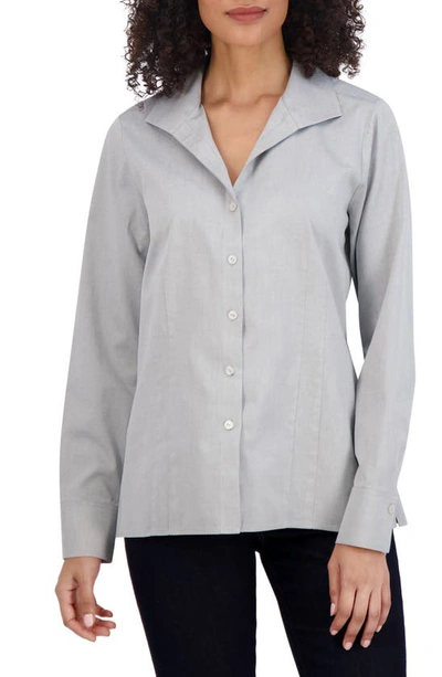 Foxcroft Katie Cotton Button-up Shirt In Silver