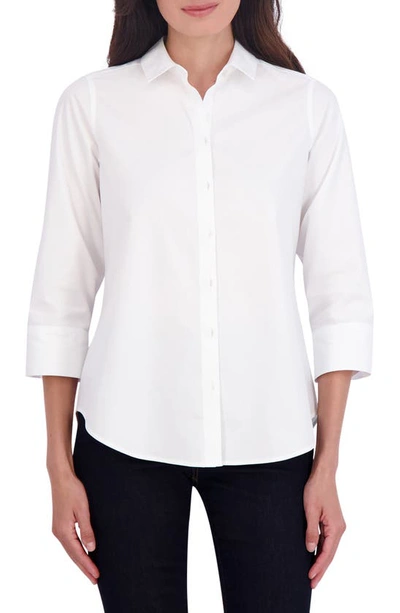 Foxcroft Charlie Cotton Button-up Shirt In White