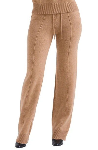 House Of Cb Yalina Tie Waist Knit Track Trousers In Camel