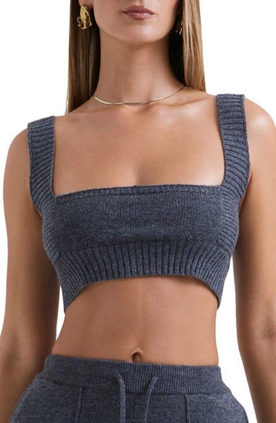 House Of Cb Sia Ribbed Sweater Bralette In Grey Melange