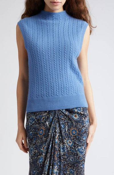 Veronica Beard Letita Cable Cap Cashmere Sweater In Skylight