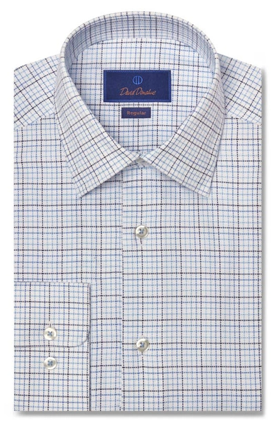 David Donahue Regular Fit Check Dress Shirt In Blue/ Sky