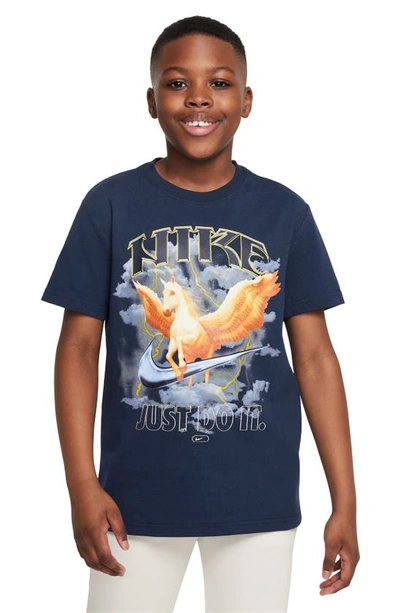 Nike Kids' Sportswear Pegasus Cotton Graphic T-shirt In Midnight Navy