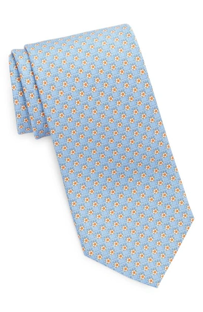 Ferragamo Soccer Ball Print Silk Tie In Azzurro