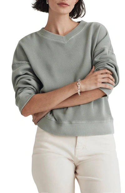 Madewell Thermal Knit Long Sleeve Top In Pale Eucalyptus
