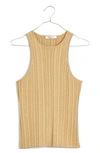 Madewell The Signature Shimmer Knit Cutaway Sweater Tank In Sand Dune