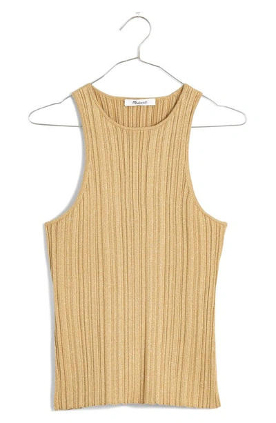 Madewell The Signature Shimmer Knit Cutaway Sweater Tank In Sand Dune