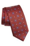 David Donahue Neat Medallion Silk Tie In Red