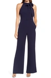Vince Camuto Bow Neck Stretch Crepe Jumpsuit In Navy
