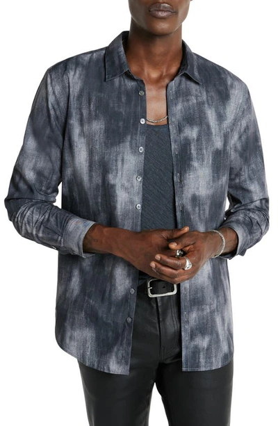 John Varvatos Slim Fit Tie Dye Button-up Shirt In Med Gray