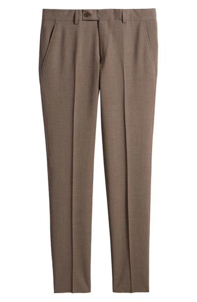 Ted Baker Jerome Trim Fit Stretch Wool Pants In Tan